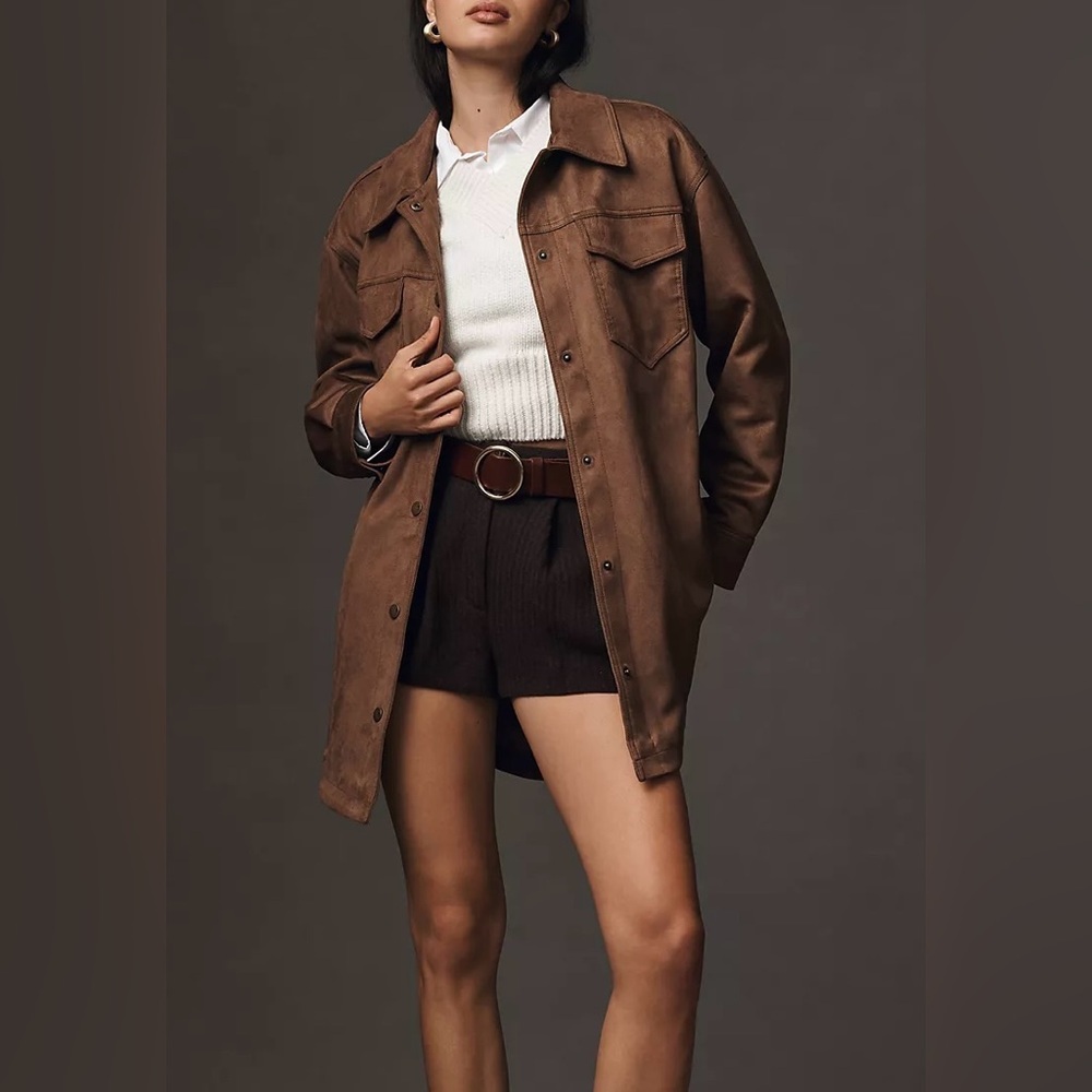 NWT Size XL- Anthropologie Relaxed Faux Suede Shacket (NWT US$158) - Picture 12 of 16